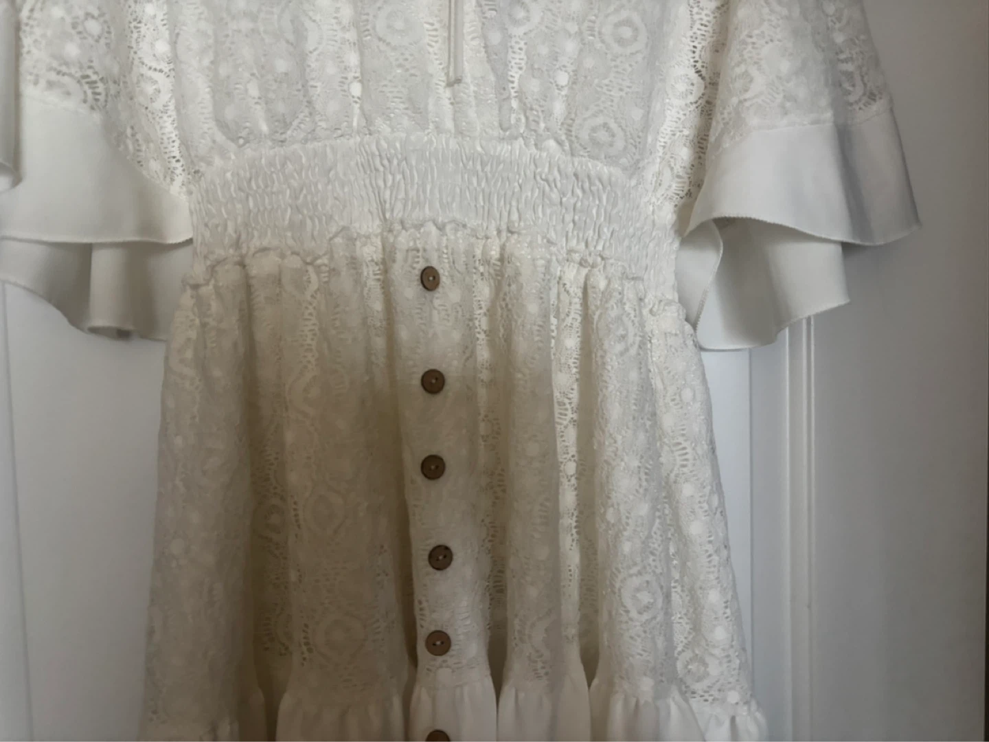 Gorgeous White Lace Button-Up Dress, size S/M - photo 5