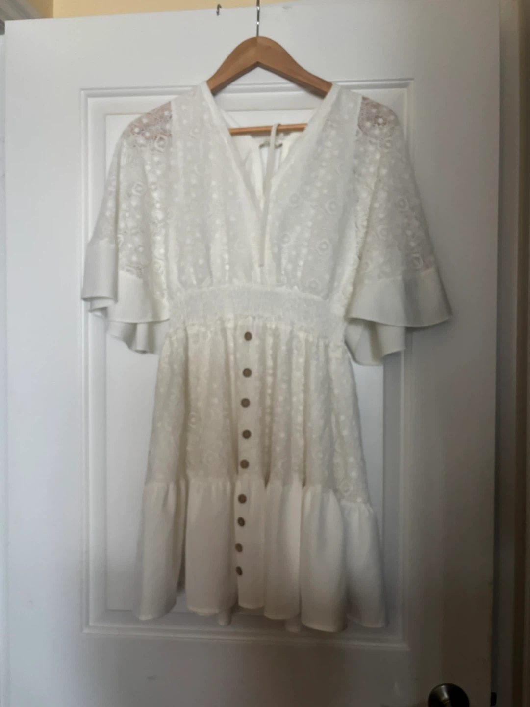 Gorgeous White Lace Button-Up Dress, size S/M - photo 2