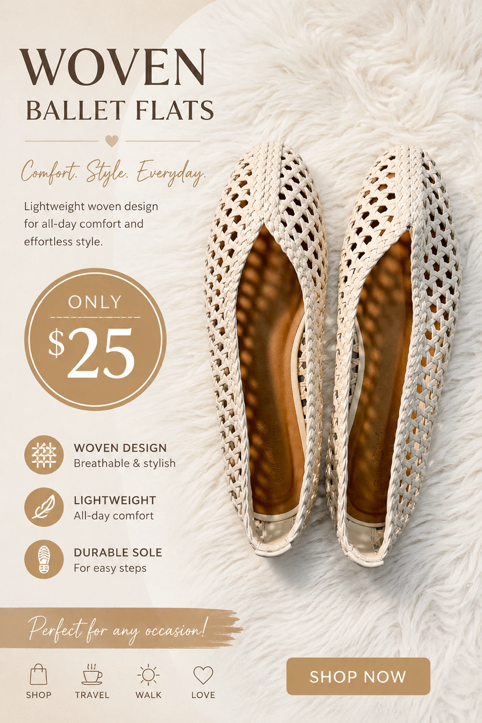Woven Ballet Flats Size 8