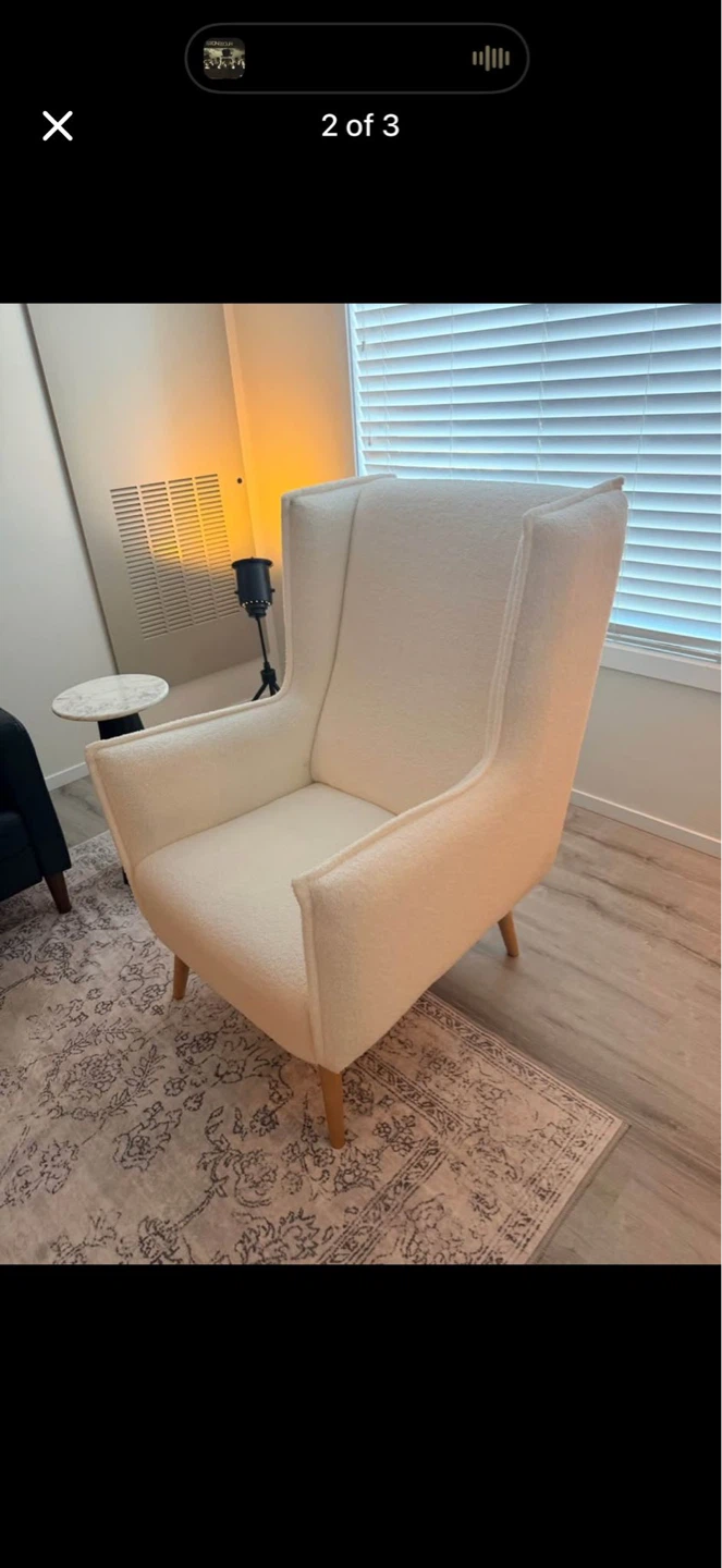 Cream Wingback Accent Chair - photo 2