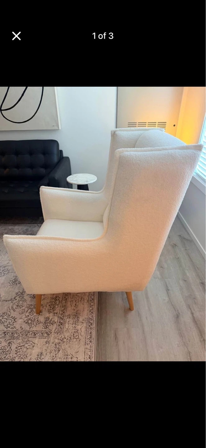 Cream Wingback Accent Chair