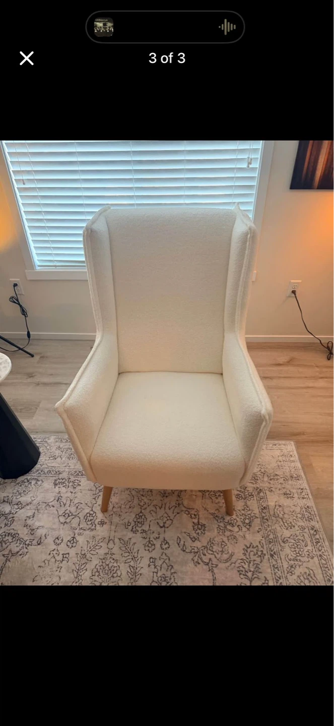 Cream Wingback Accent Chair - photo 3