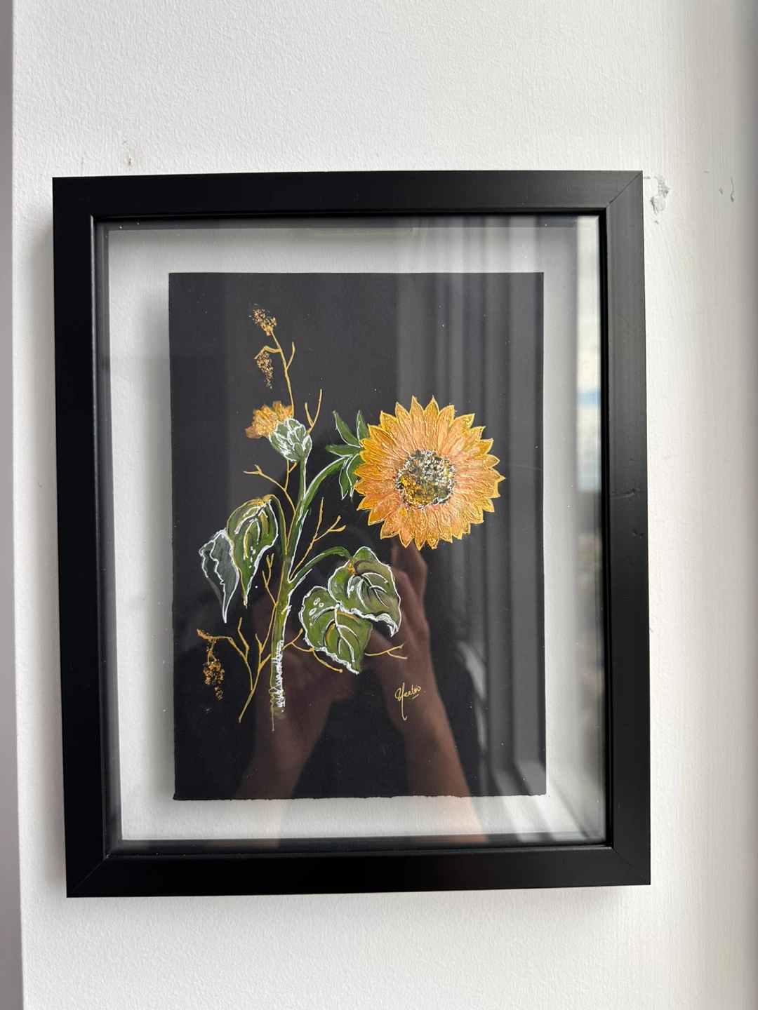 Framed Sunflower Painting