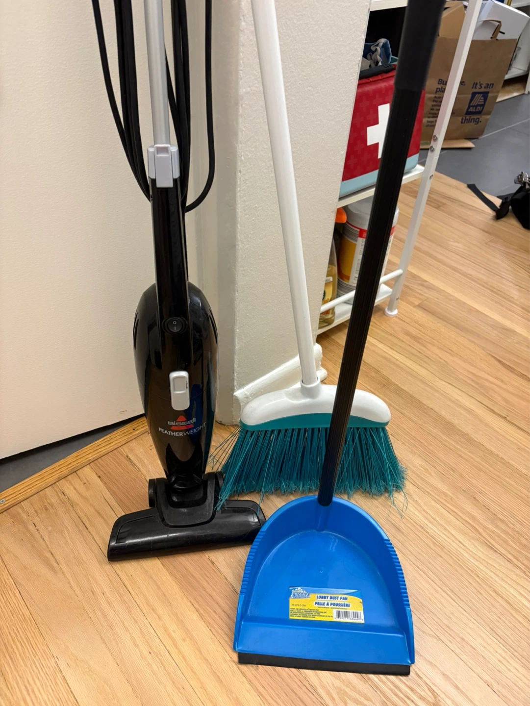Vacuum, broom, dustpan