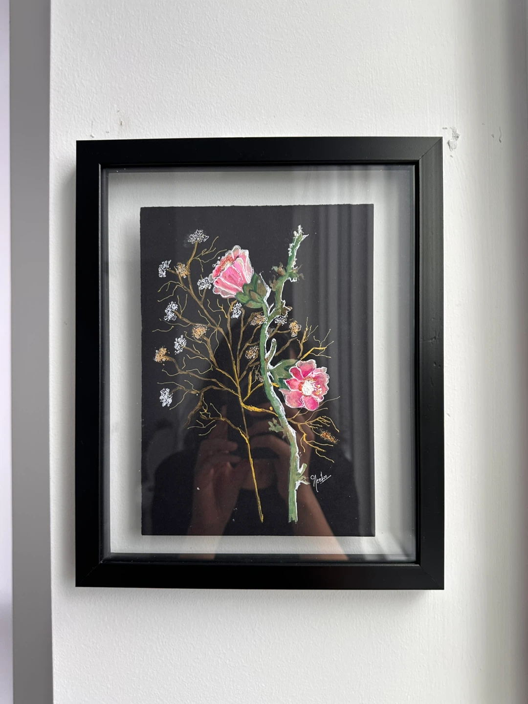 Framed Floral hand painting