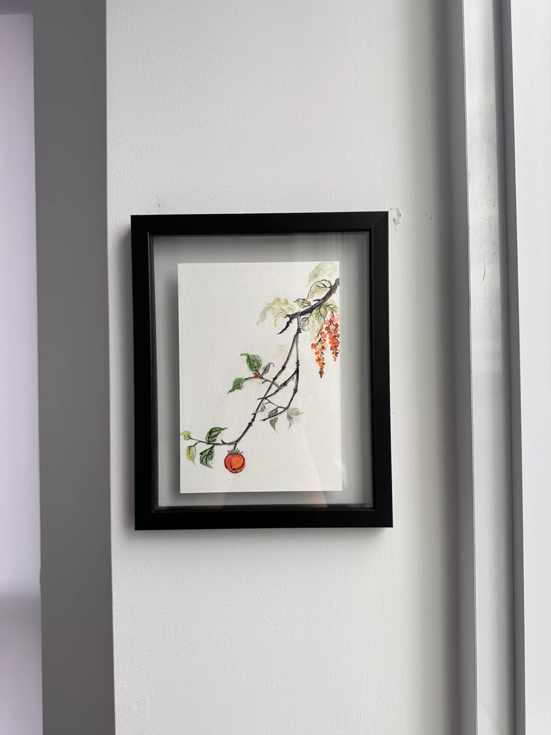 Framed Watercolour Painting of a Branch with Fruit - photo 2