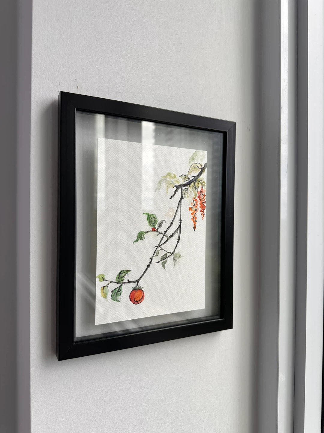 Framed Watercolour Painting of a Branch with Fruit