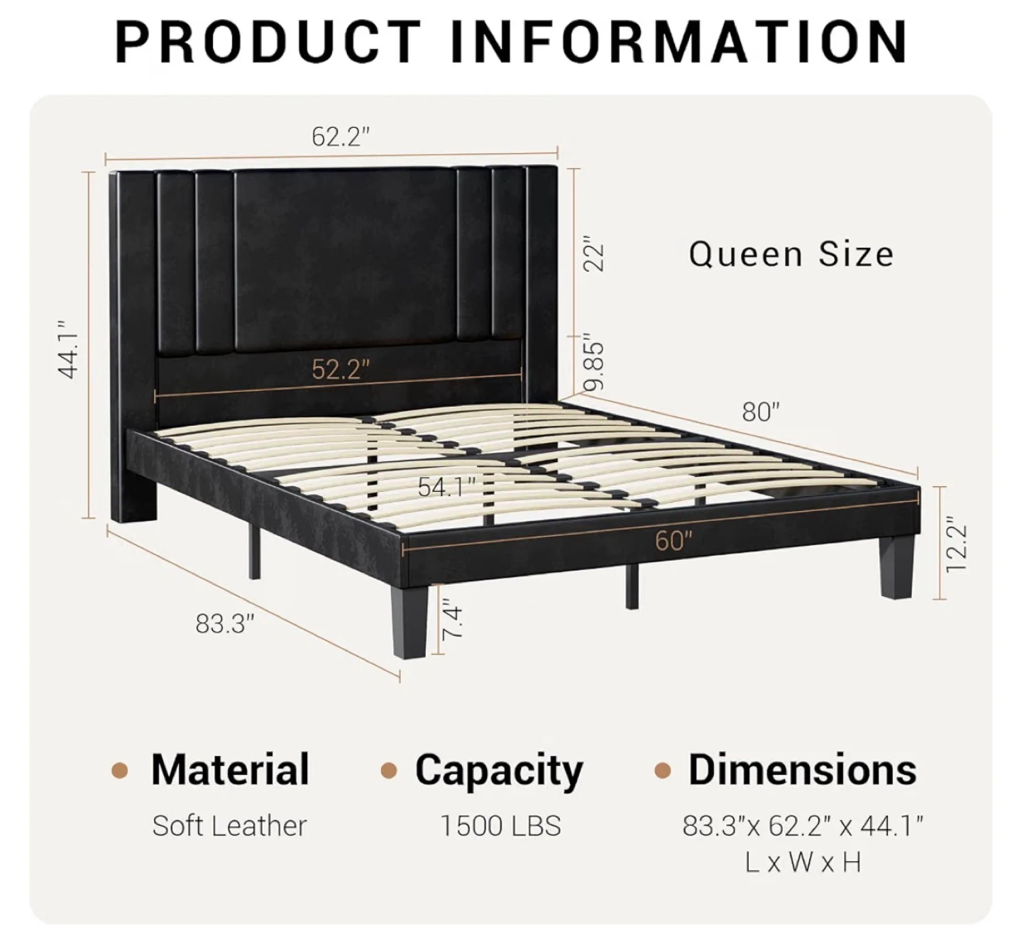 Queen Size Bed Frame with Headboard - photo 2