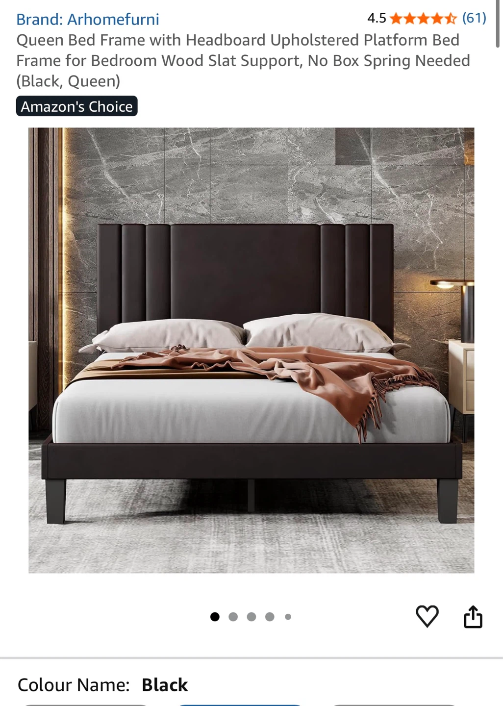 Queen Size Bed Frame with Headboard