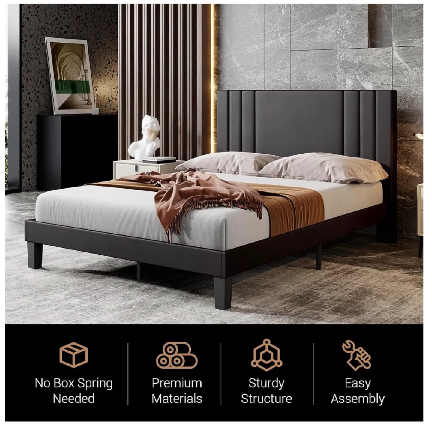 Queen Size Bed Frame with Headboard - photo 3
