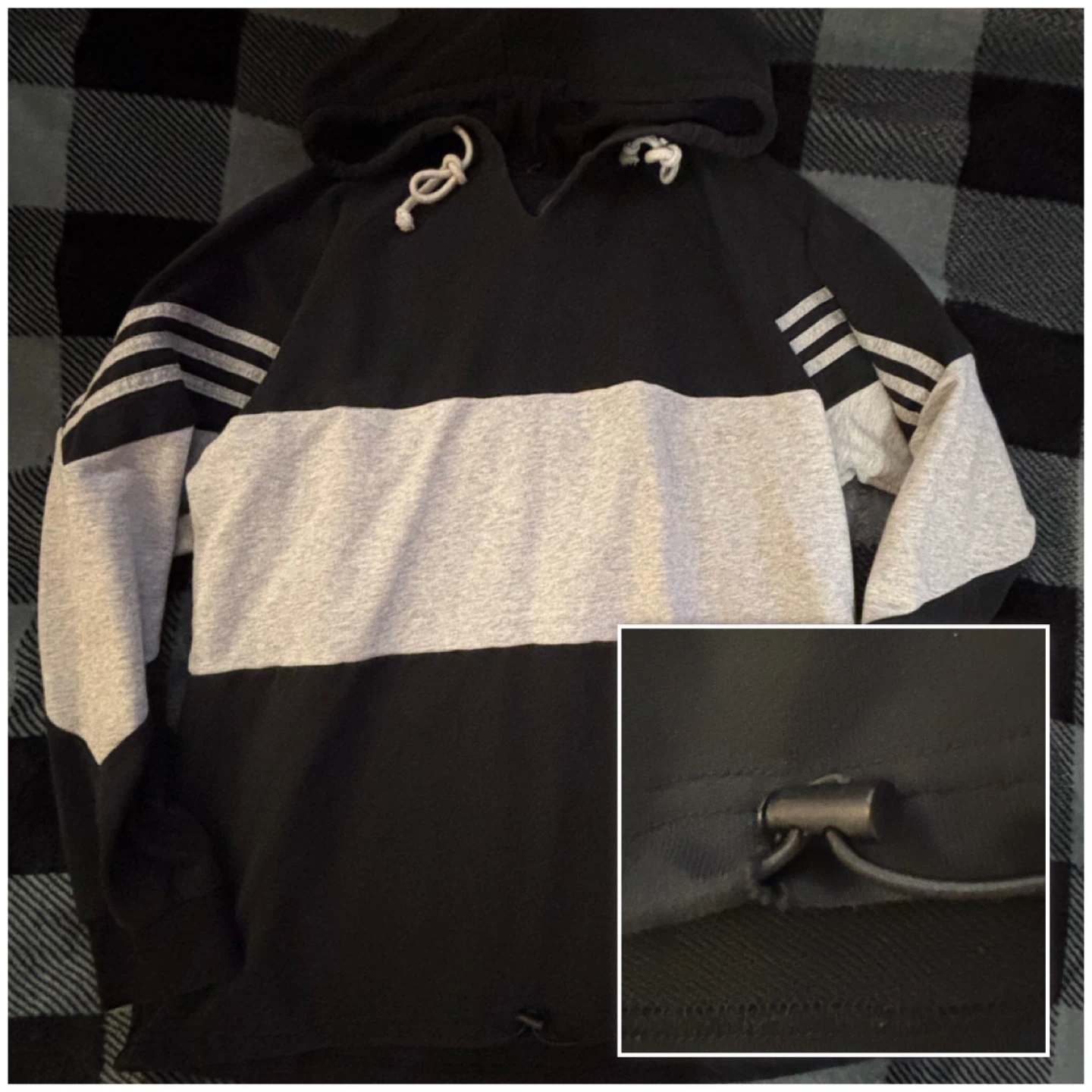 Black & Grey Striped Hoodie - *Size Men Medium*