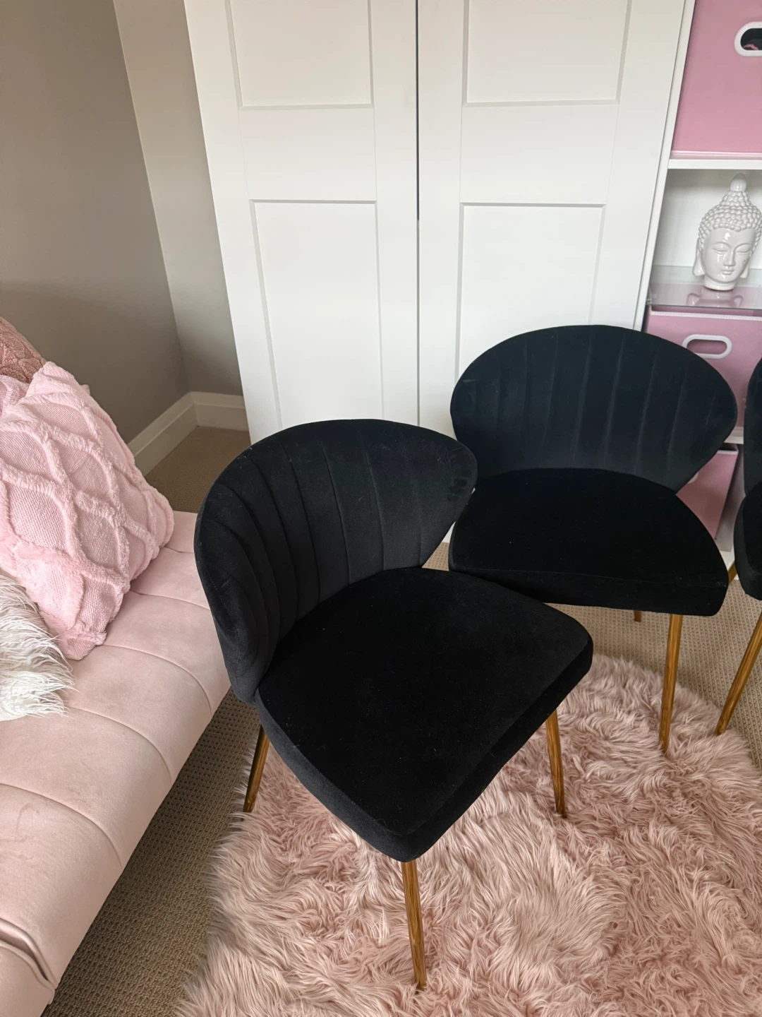 Set of 4 Black Velvet Dining Chairs