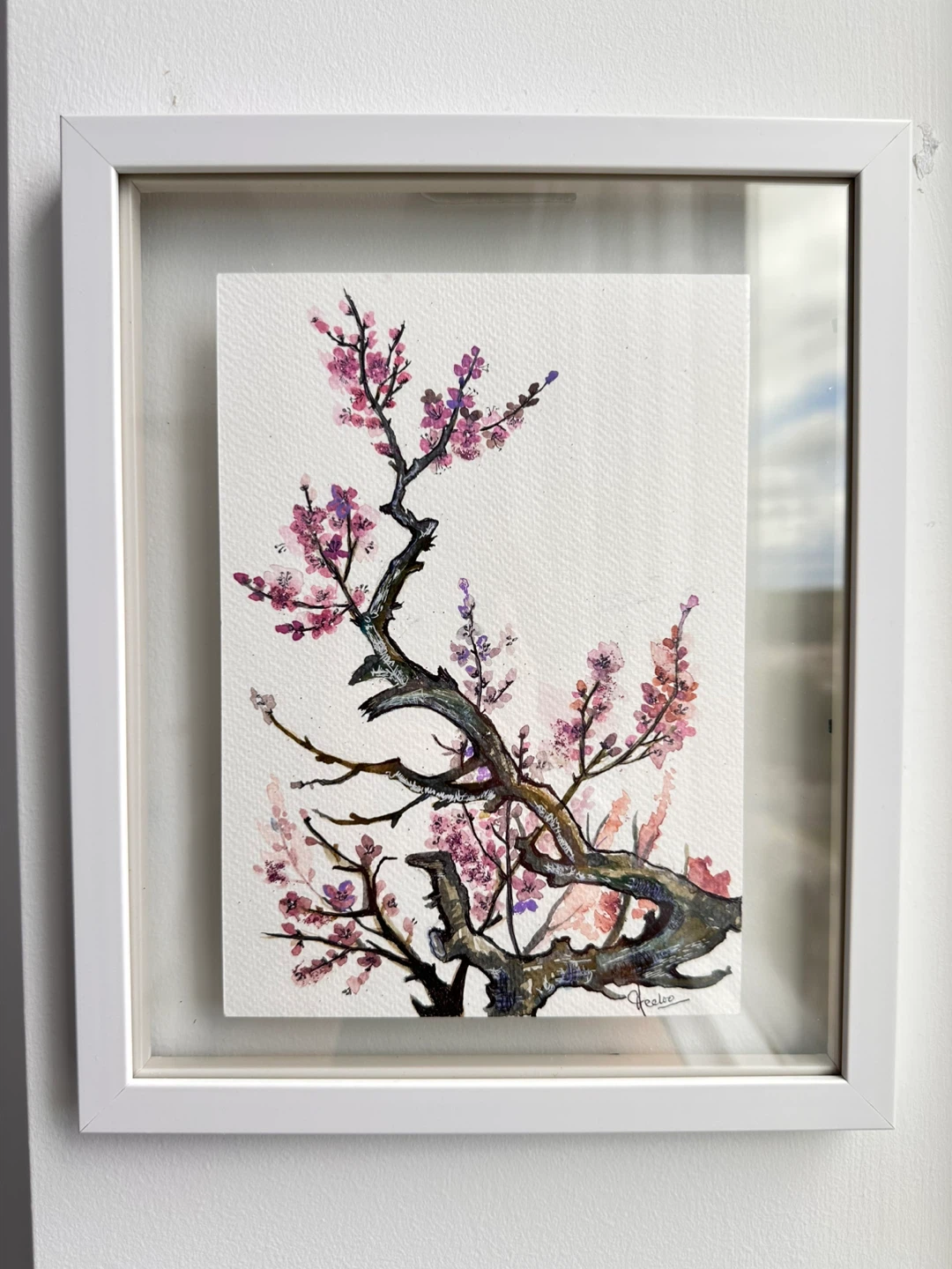 Framed Watercolour Painting of Cherry Blossoms - photo 4
