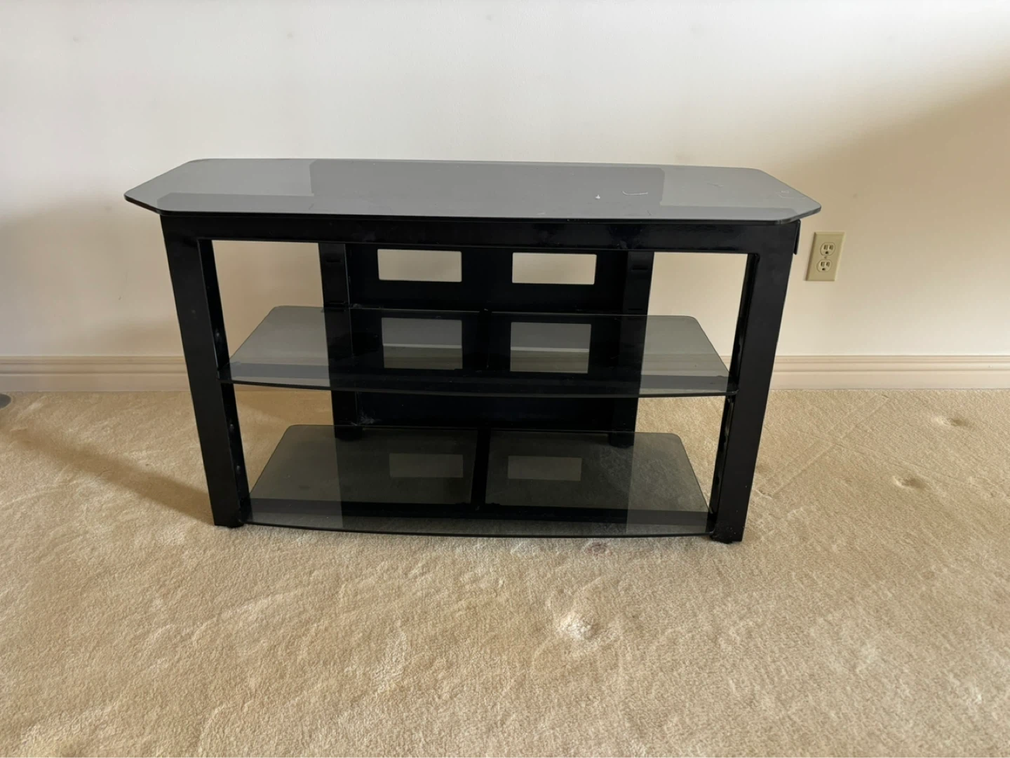 Black Glass TV Stand with Shelves ⚽