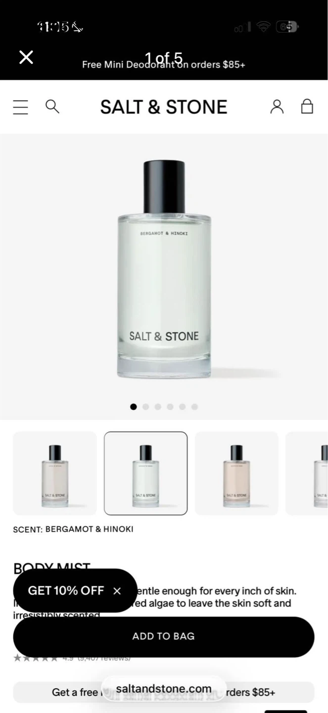 Salt & Stone Bergamot & Hinoki Body Mist 100 ML