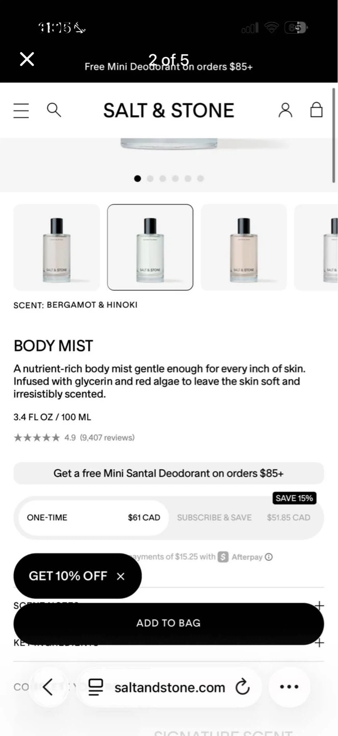 Salt & Stone Bergamot & Hinoki Body Mist 100 ML - photo 2