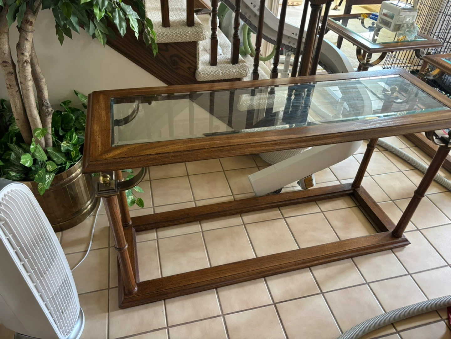 Wooden End Table with Glass Top - photo 3