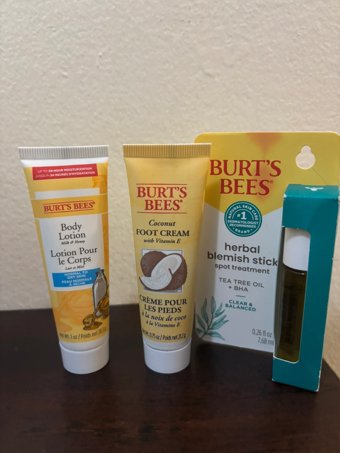 NEW- 3pc Burt's Bees Body Lotion,Foot Cream, and Blemish Stick
