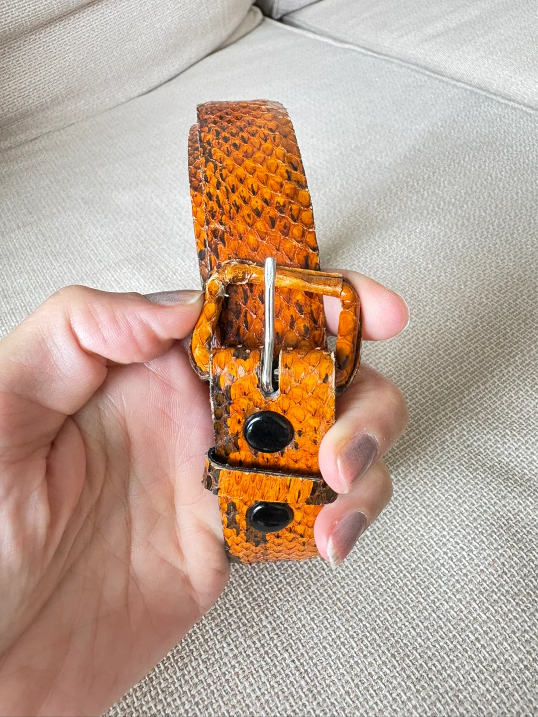 Orange Snake women Belt with Square Buckle - photo 4