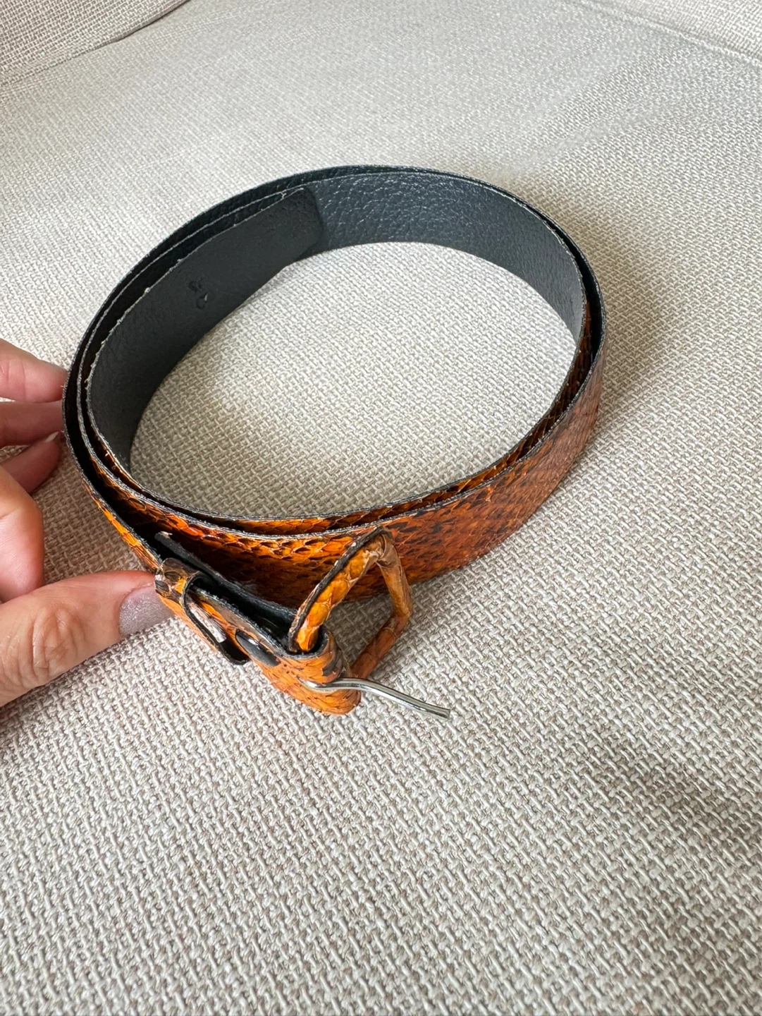 Orange Snake women Belt with Square Buckle - photo 2