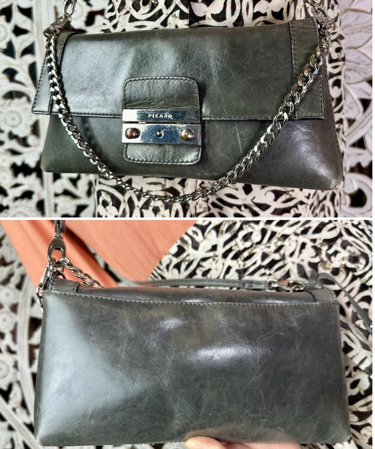 PICARD Leather SHOULDER Clutch BAG CROSSBODY Strap Black ⚽️ - photo 4