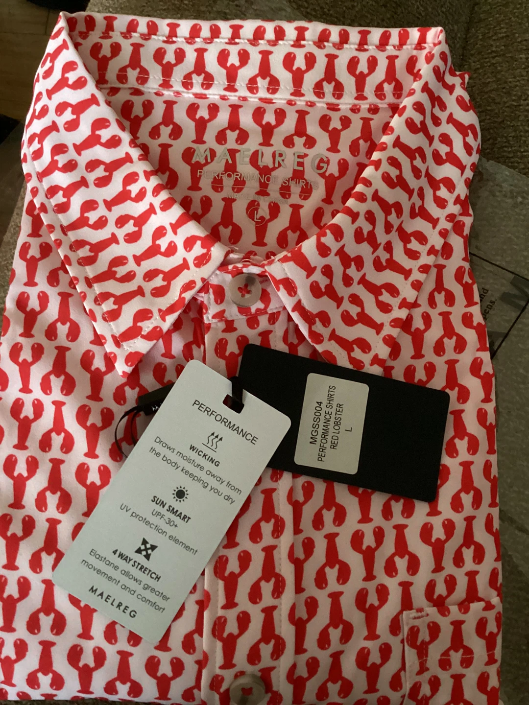 NWT Men’s Dress Shirt - Red Lobster Print - Size L