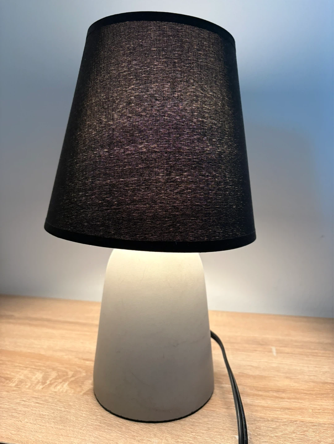 Black Fabric Lampshade with Concrete Base Table Lamp