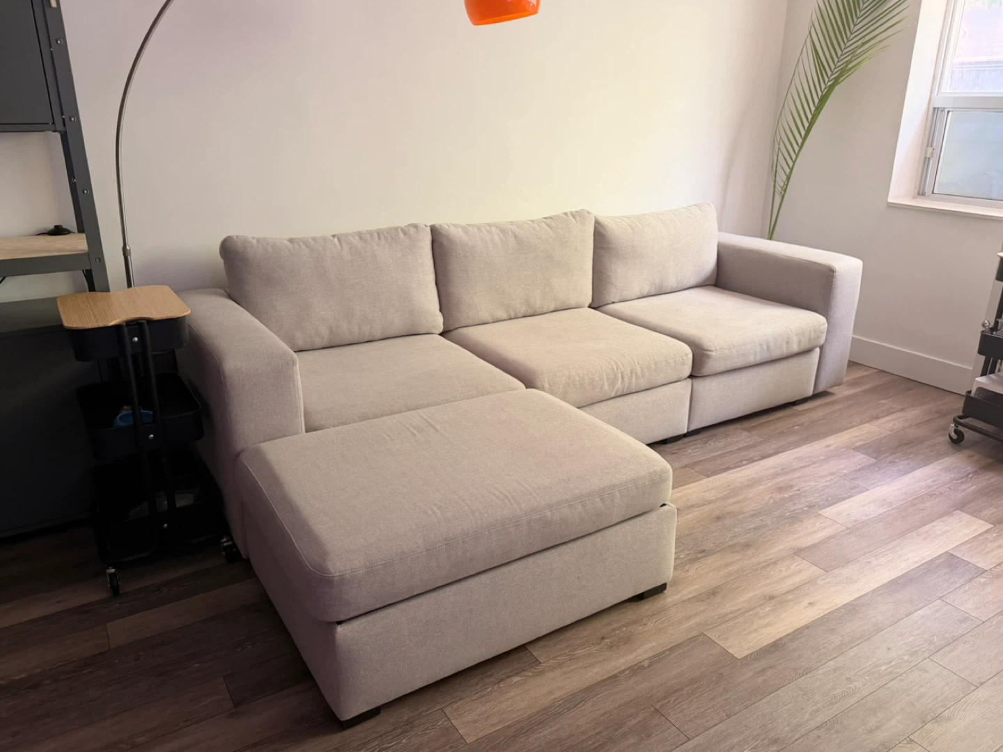 Light Beige Sectional Sofa with Storage - photo 2