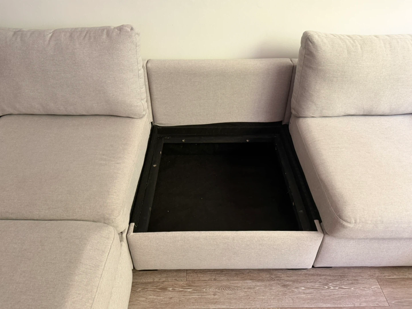 Light Beige Sectional Sofa with Storage - photo 4