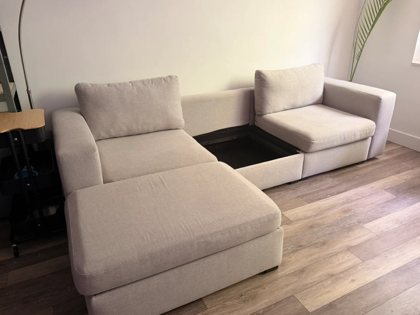 Light Beige Sectional Sofa with Storage - photo 3