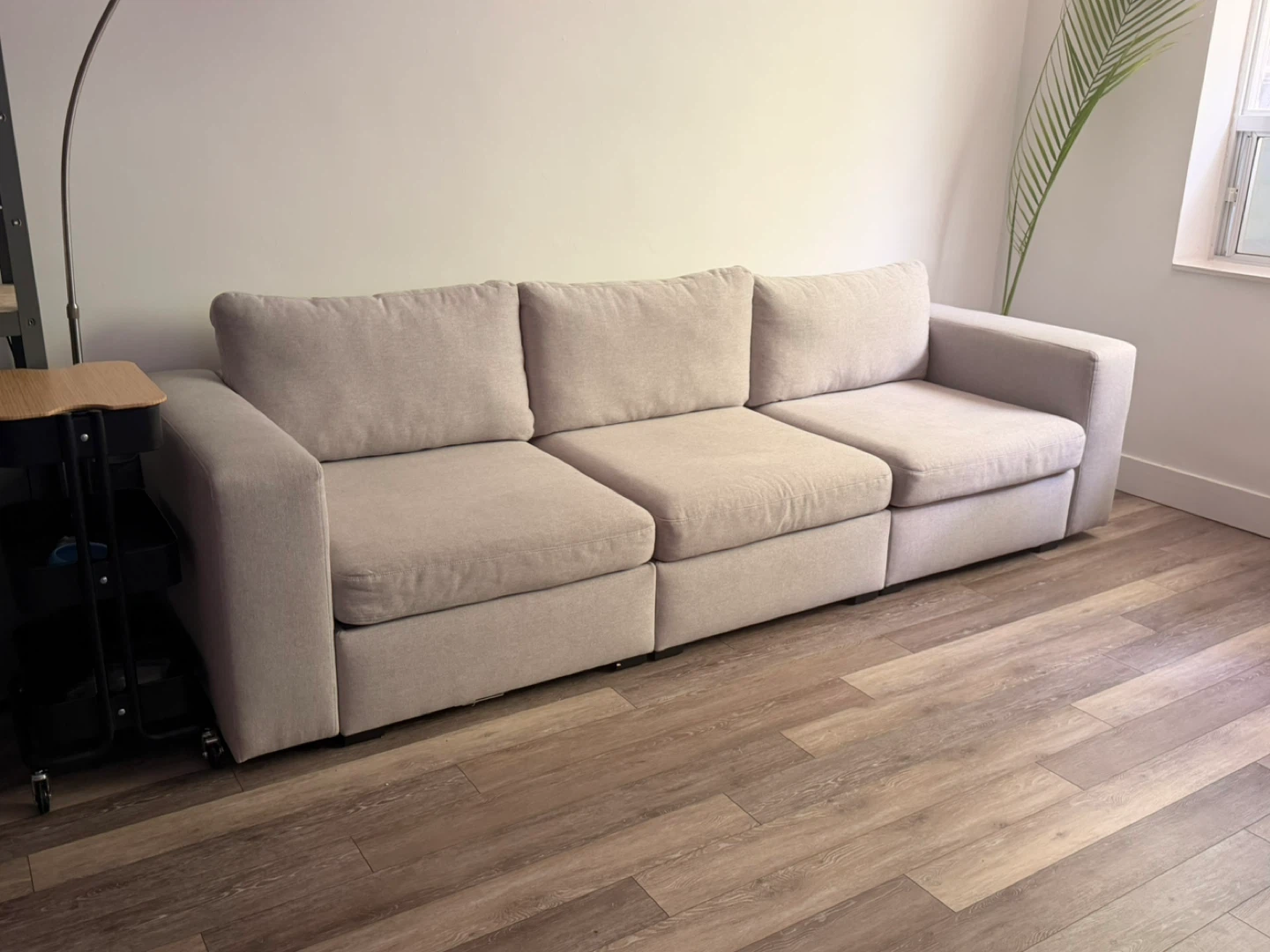 Light Beige Sectional Sofa with Storage