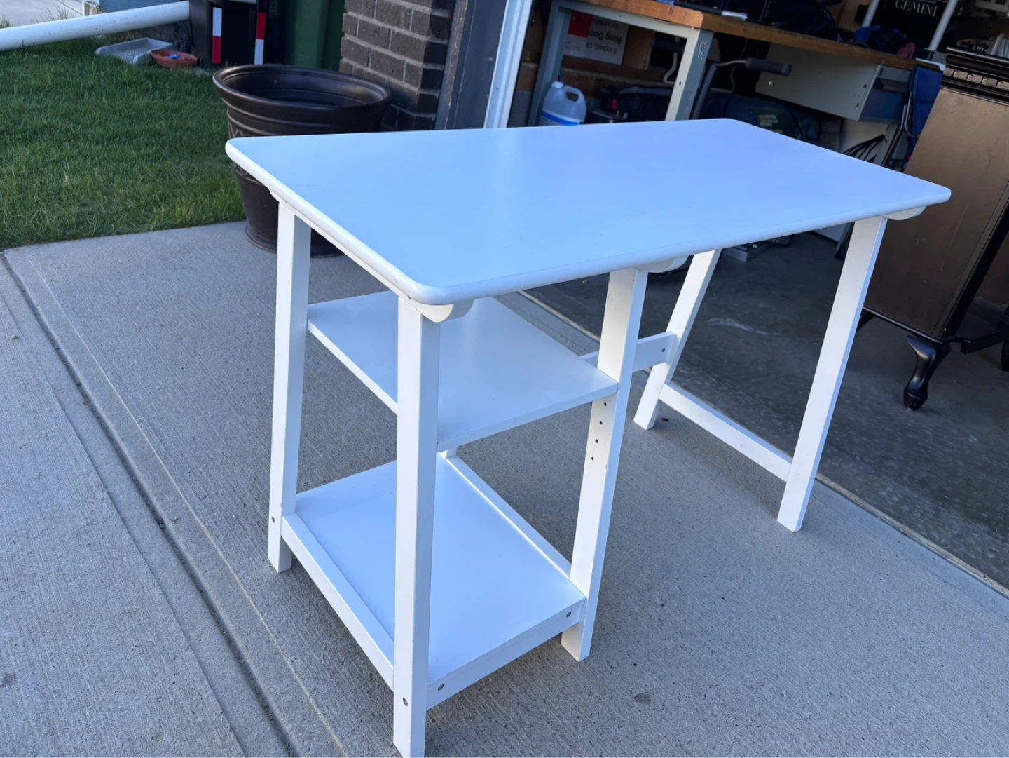 White 2-Shelf Desk