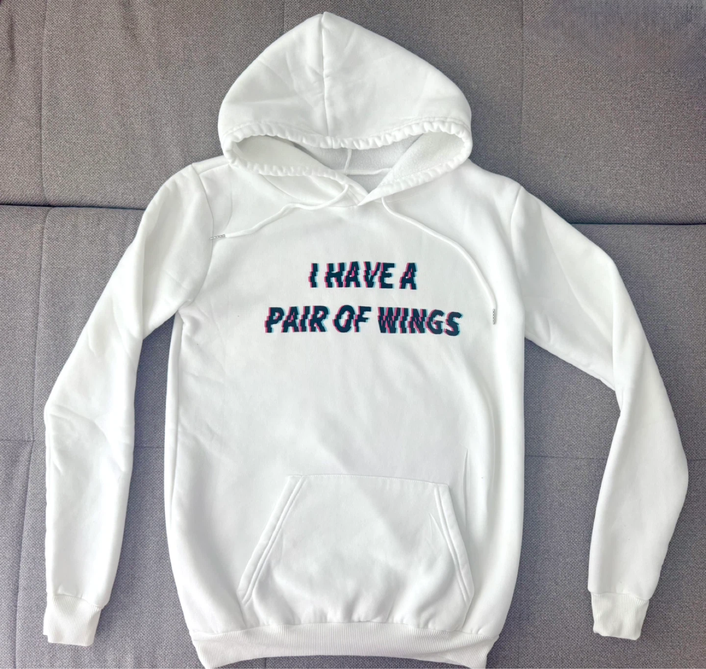 White Angel Wings Hoodie Women’s Size M Graphic Print Sweatshirt - photo 4