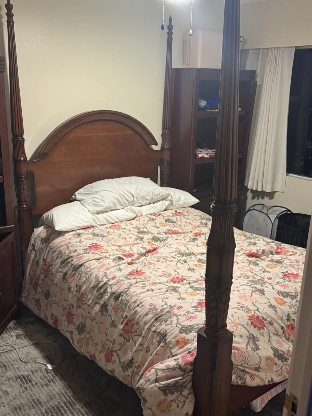Wooden Four-Poster Bed Frame and double mattress - photo 2