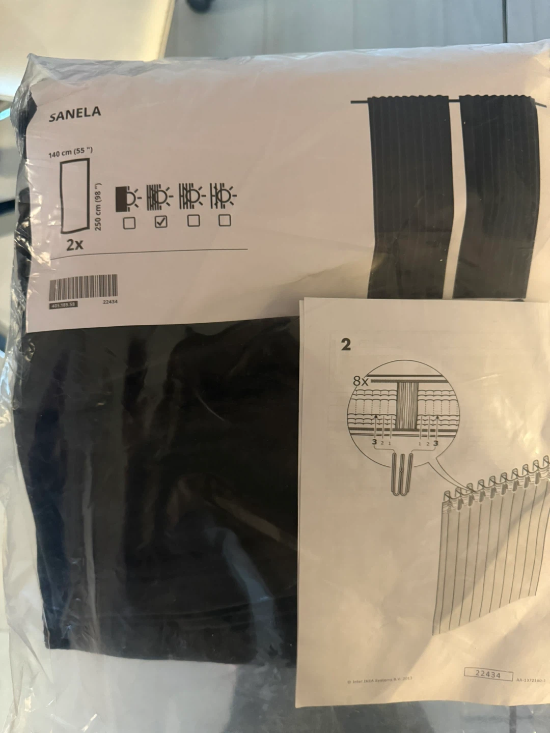 IKEA SANELA Black Curtains 140x250 cm