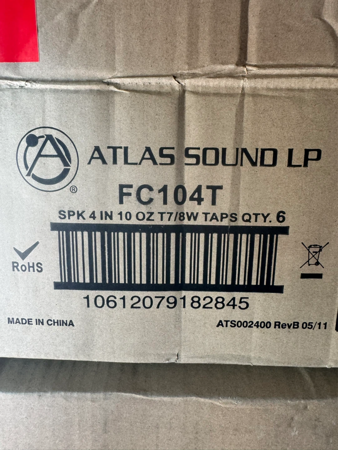 Box of Atlas Sound LP FC104T Speakers