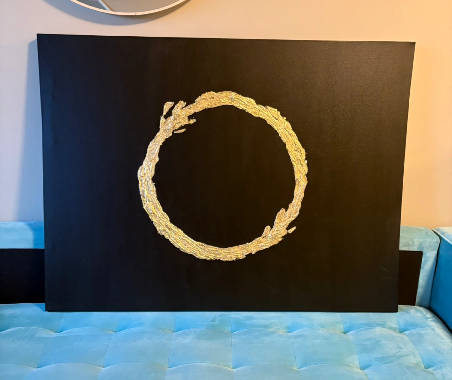 Gold Abstract Circle Canvas Art