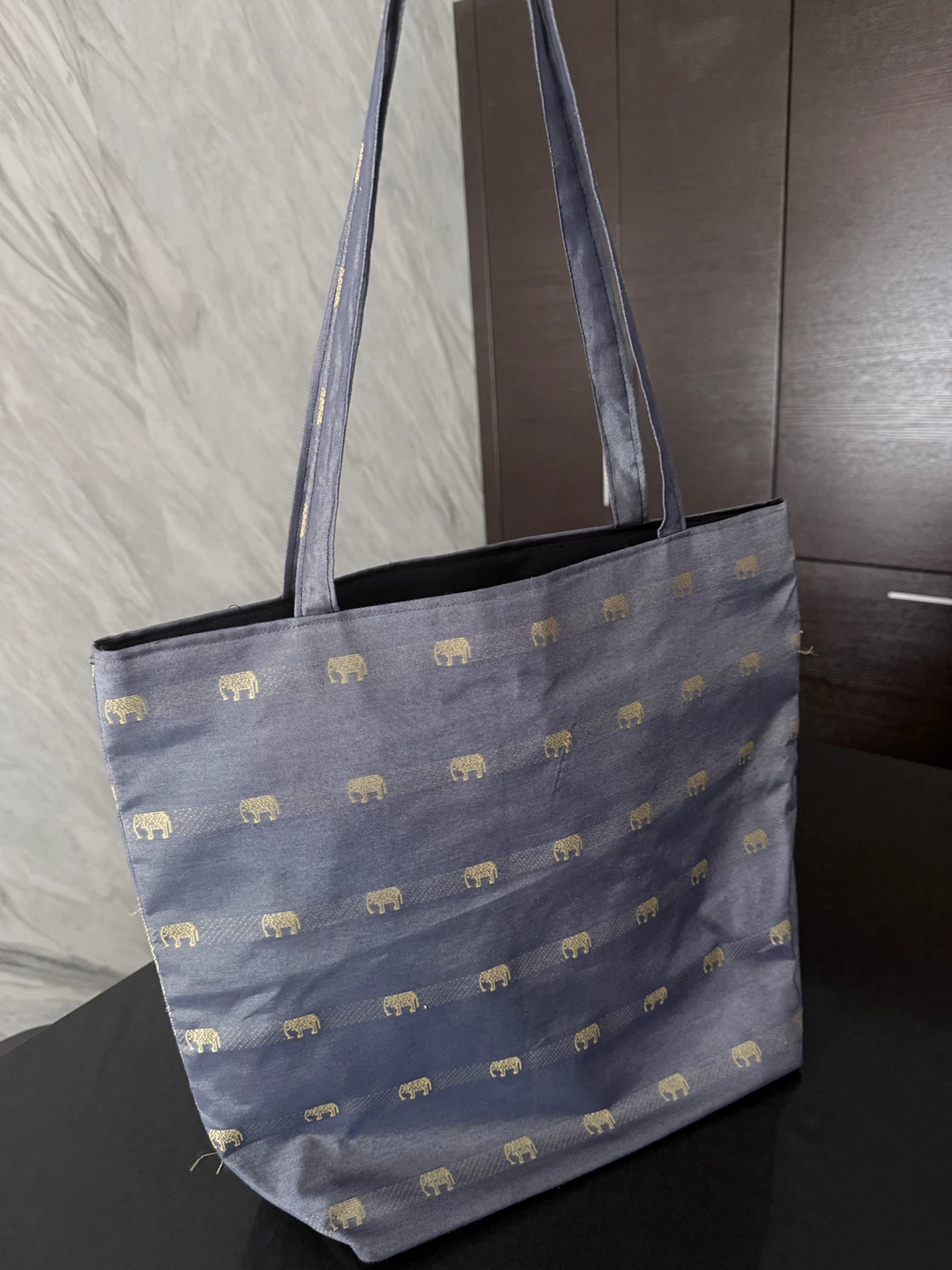 pastel purple tote bag with elephant pattern - photo 2