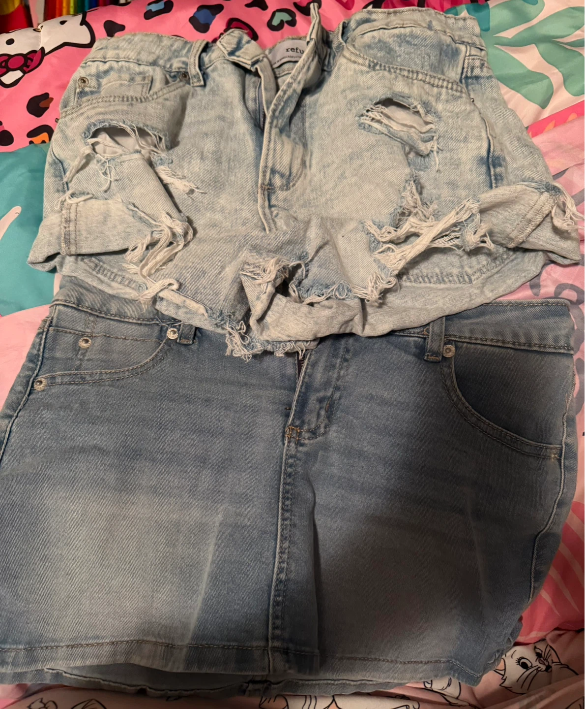 Refuge Distressed Denim Shorts/skort