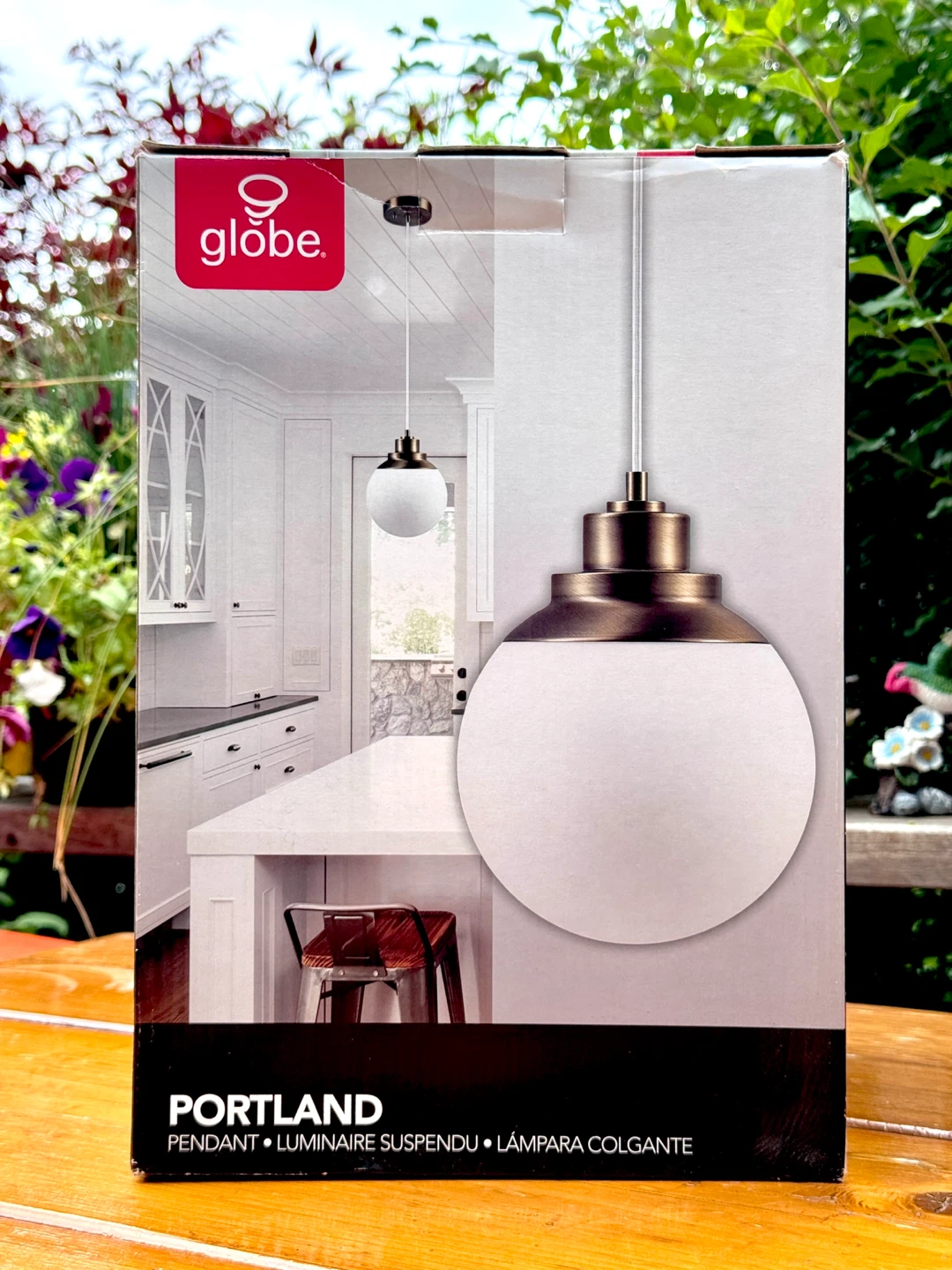 Brand New Globe Portland Pendant Light 8” x 72”Frosted Glass