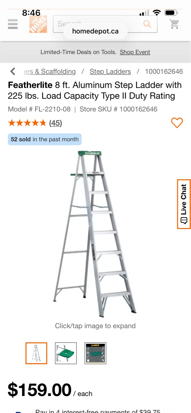 Featherlite 8 ft Aluminum Step Ladder - photo 4