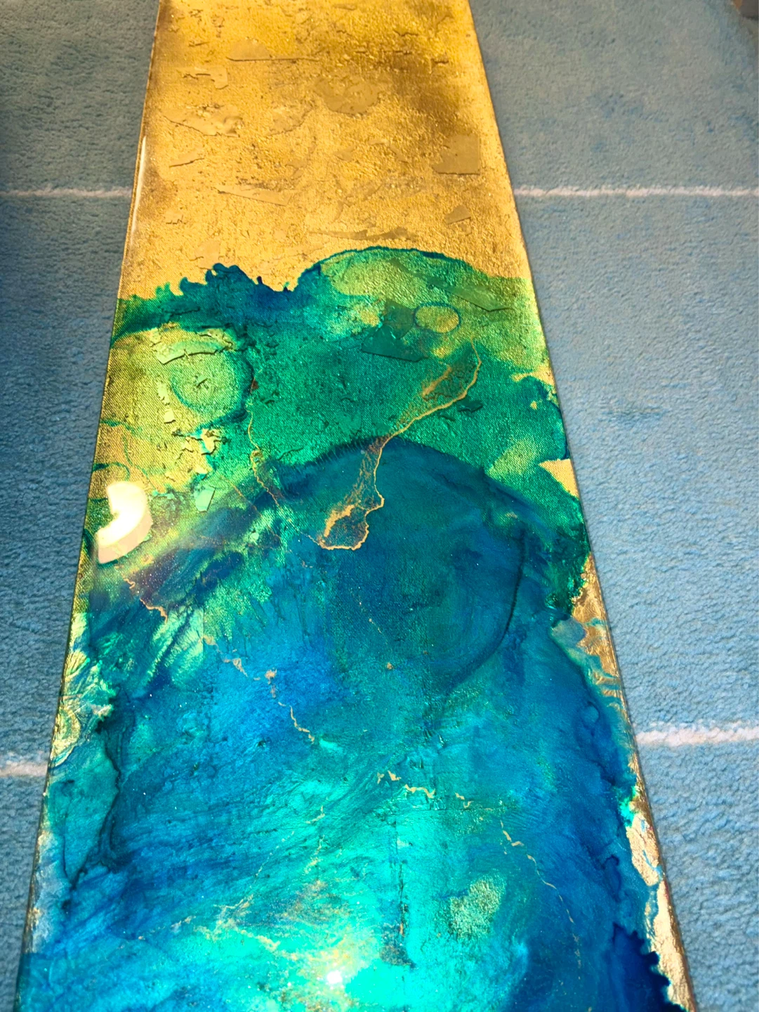 Abstract Alcohol Ink & Gold Leaf Canvas Art - photo 2