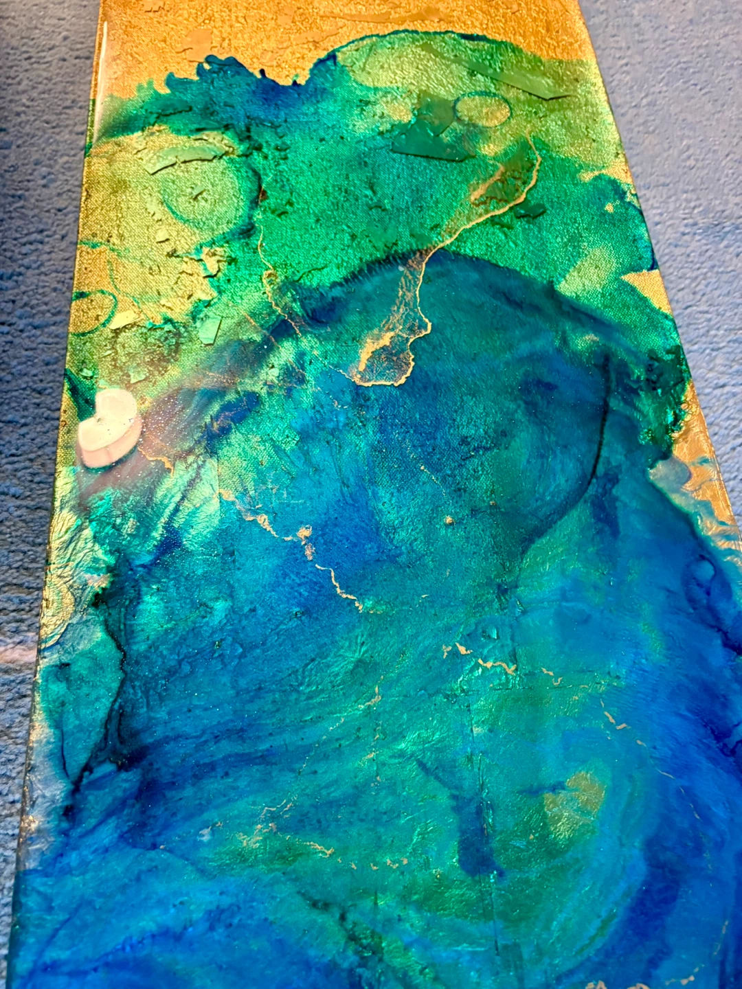 Abstract Alcohol Ink & Gold Leaf Canvas Art - photo 3