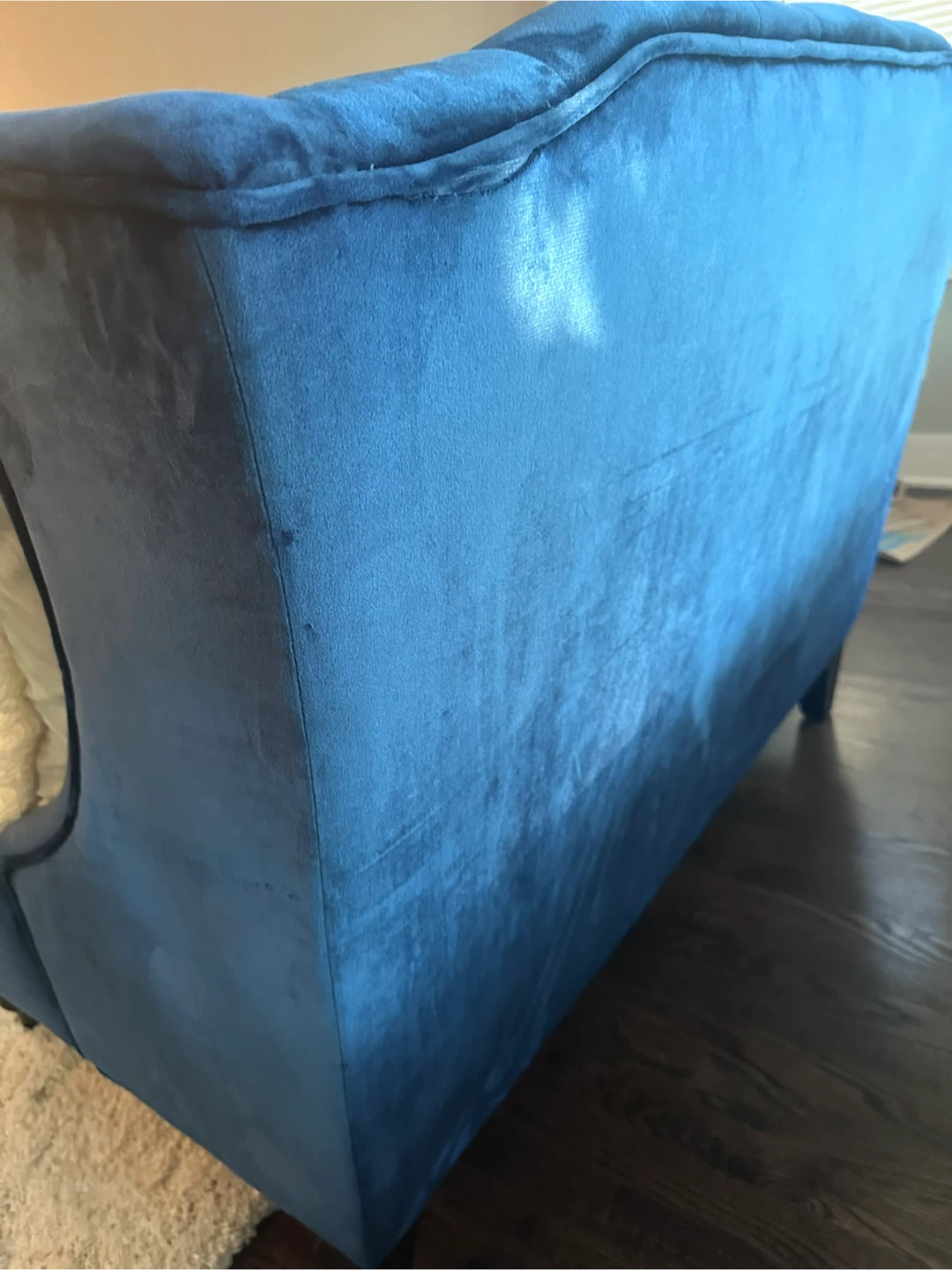 Blue Velvet Tufted Loveseat - photo 4