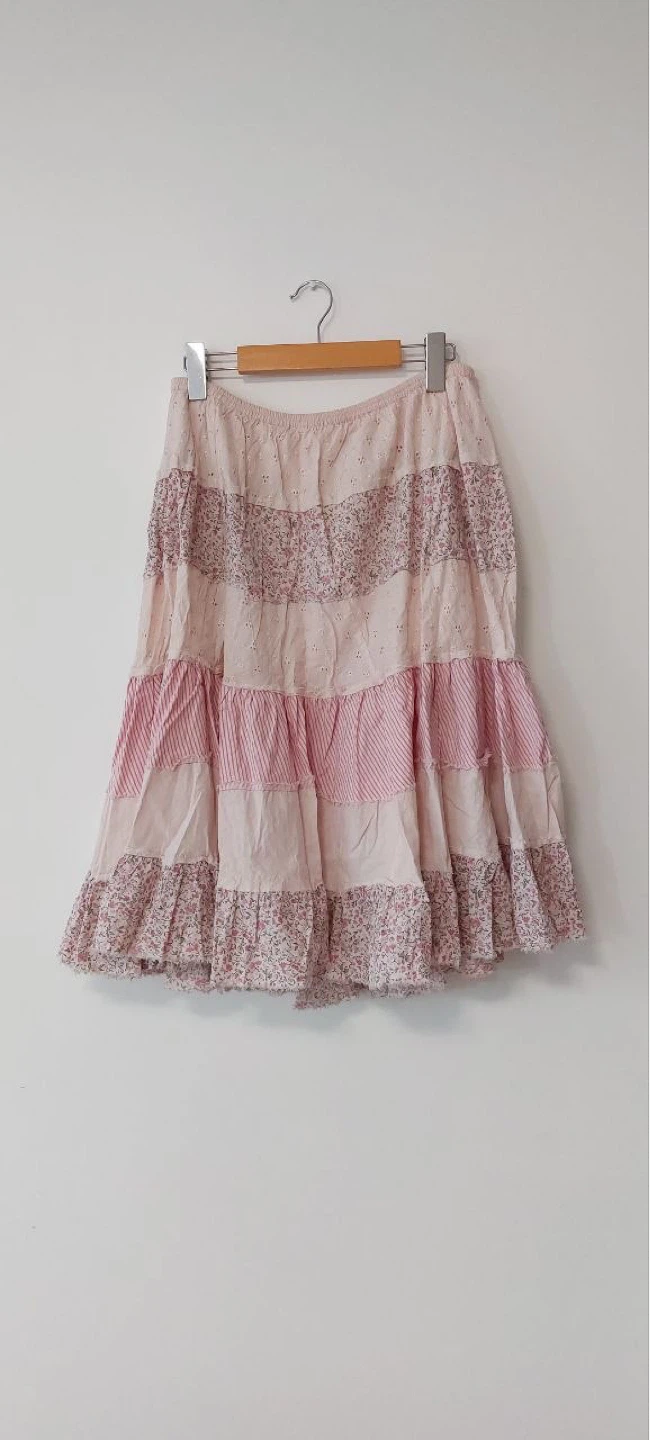 Tiered Patchwork Floral Skirt