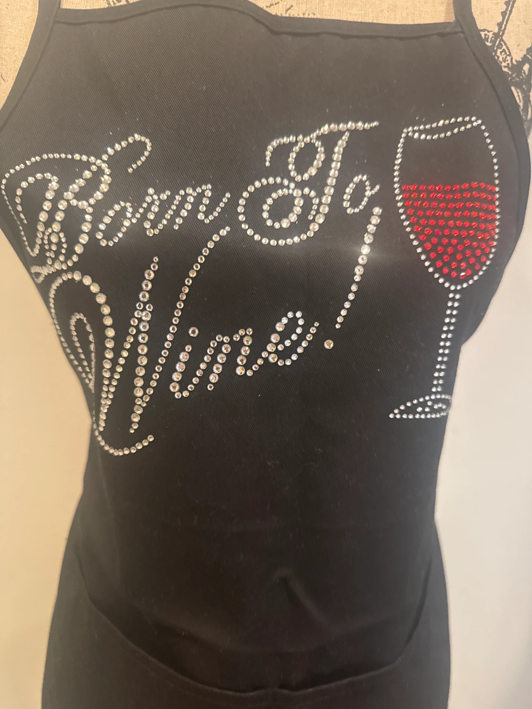 Black "Born to Wine" Rhinestone Apron - photo 2
