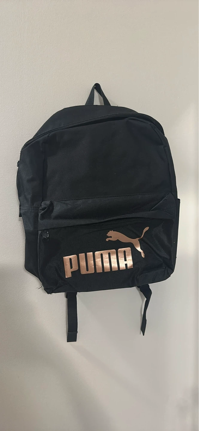 Puma Black Backpack with Rose Gold Logo