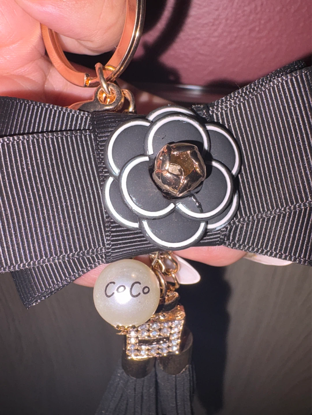 ⚽️ NEW Black Bow Charm Keychain with Tassels - photo 3