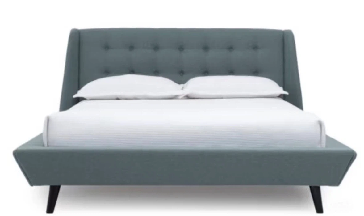Green Upholstered Tufted Headboard Bed Frame and mattress