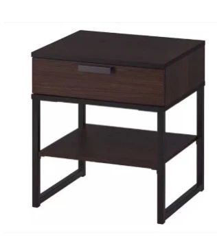 Dark Wood Nightstand with Drawer and Shelf